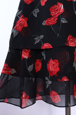 Bias Cut Black Rose Maxi M