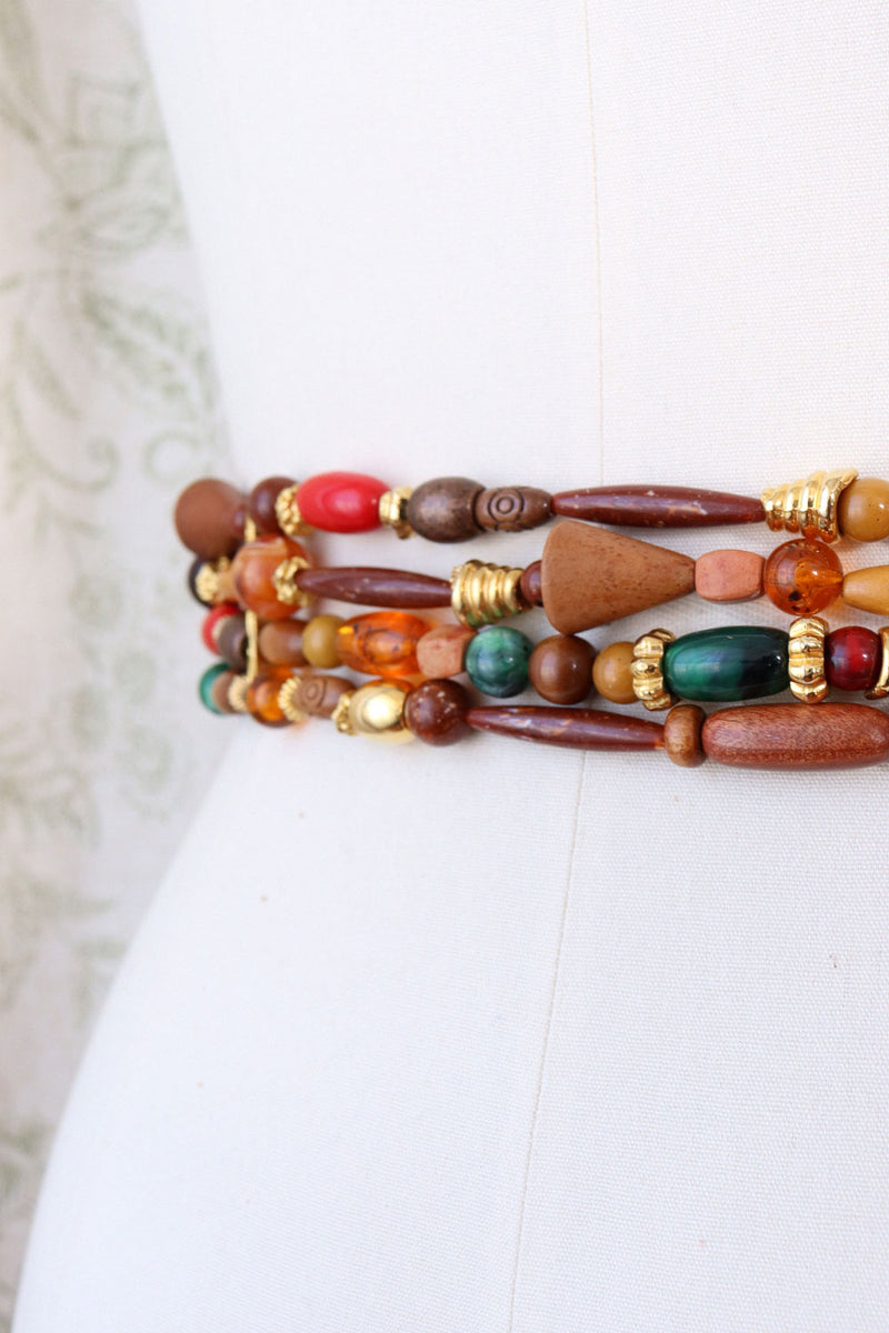 Chunky Beaded Leather Express Belt