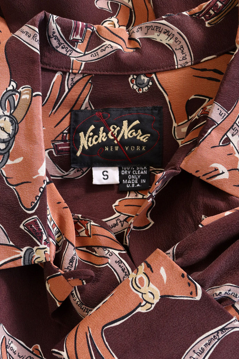 Nick & Nora Silk Notes Novelty Blouse S