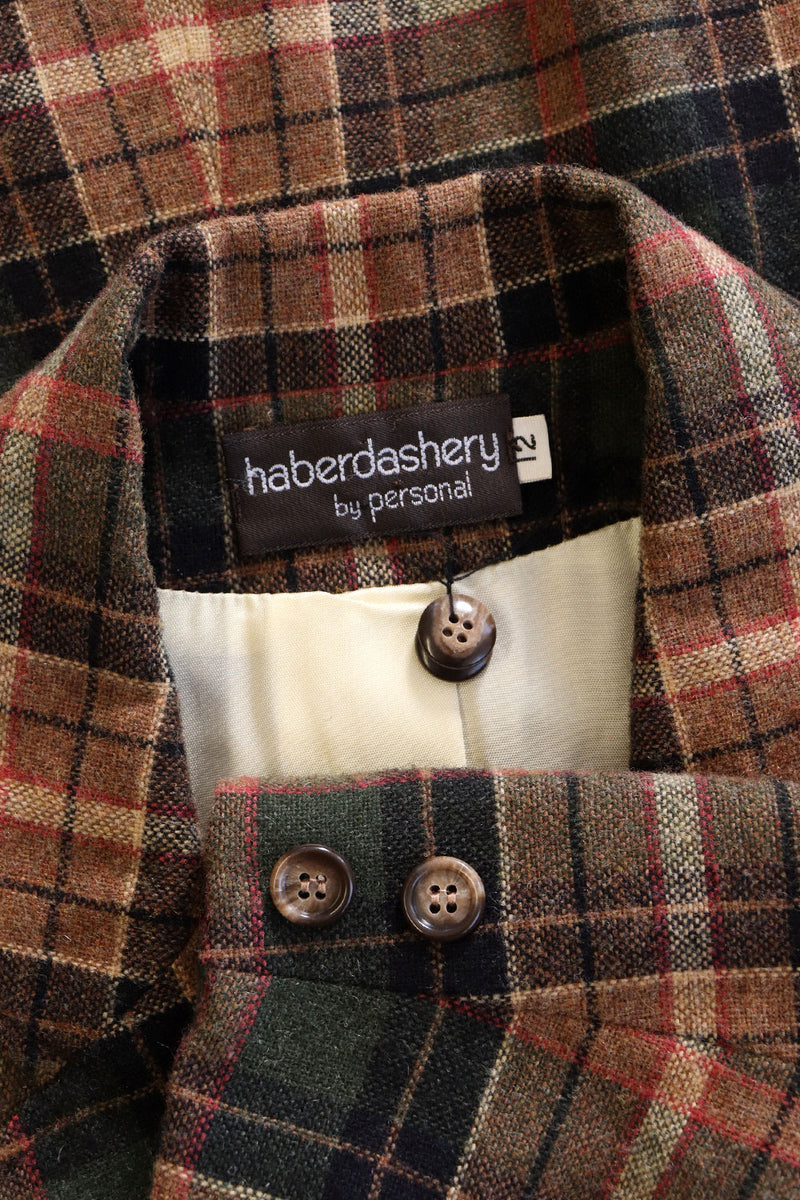Haberdashery Plaid Pleat Skirtsuit M