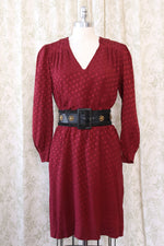 Cranberry Silk Jacquard Dress M