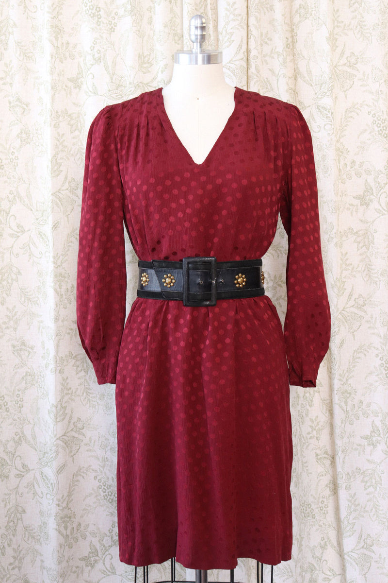 Cranberry Silk Jacquard Dress M
