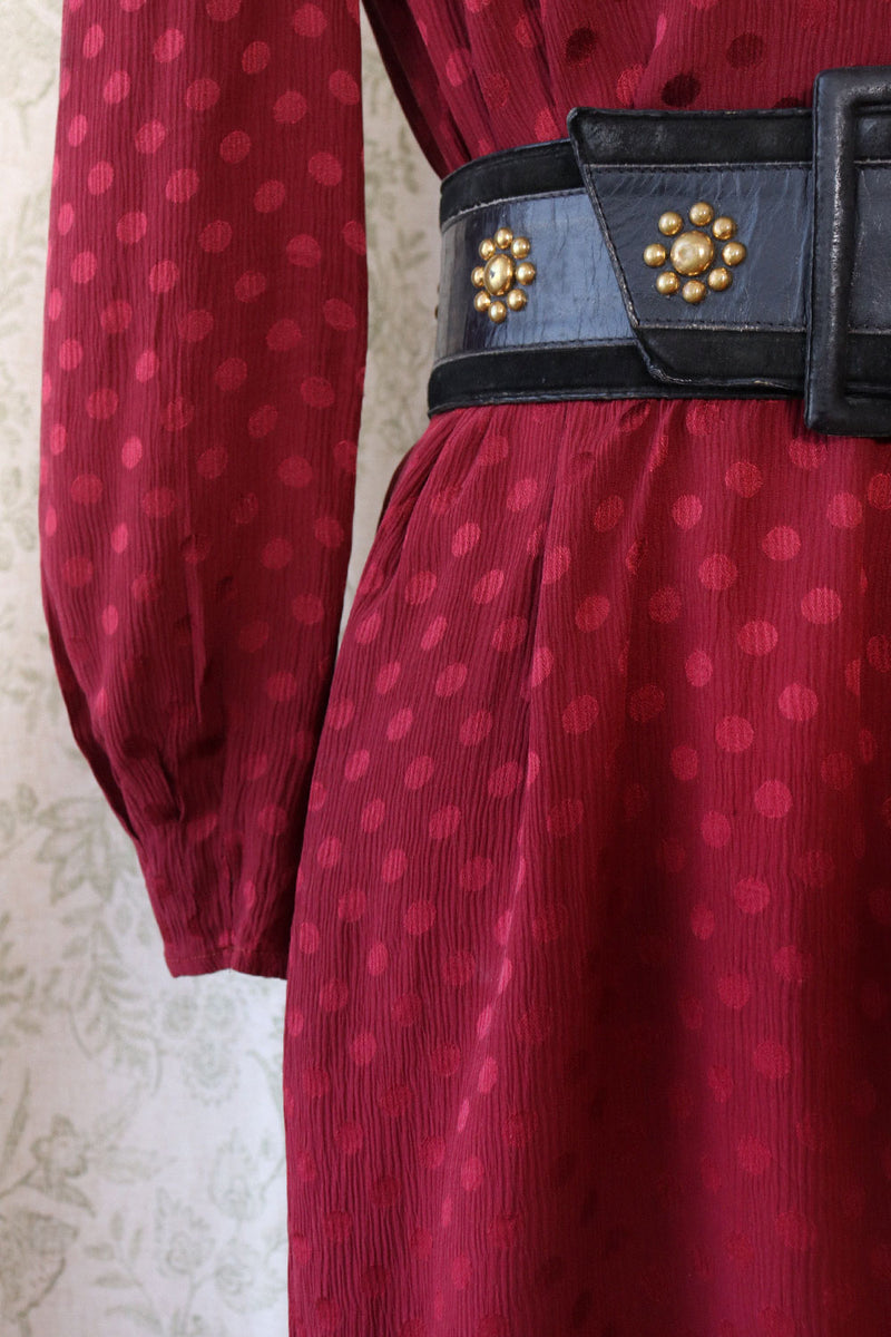 Cranberry Silk Jacquard Dress M