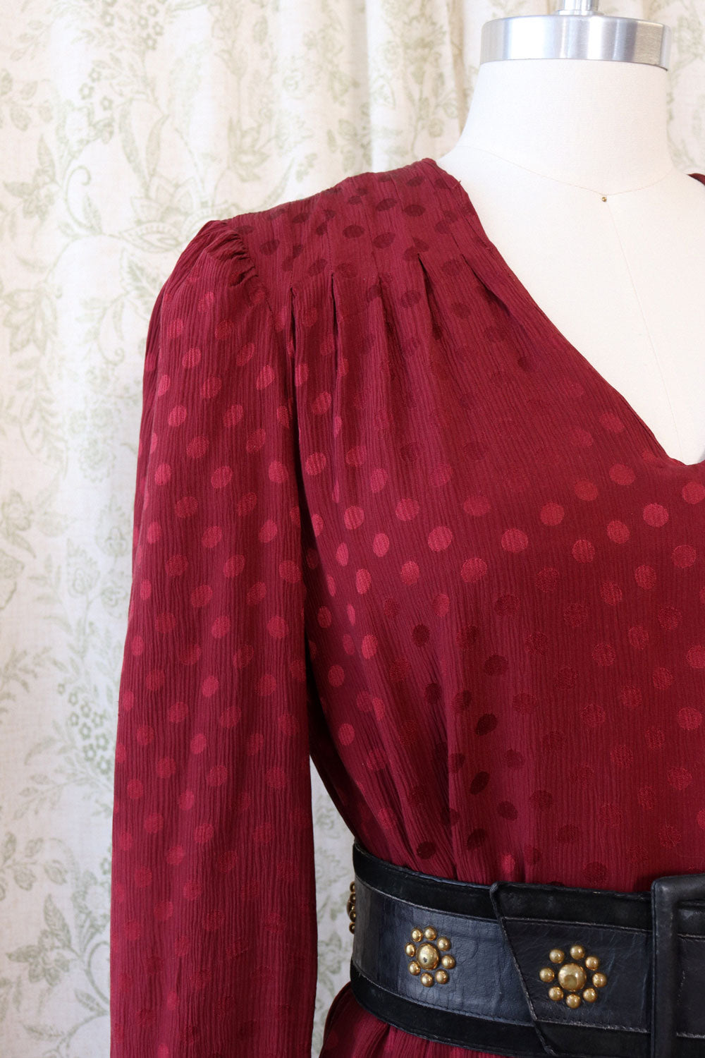 Cranberry Silk Jacquard Dress M