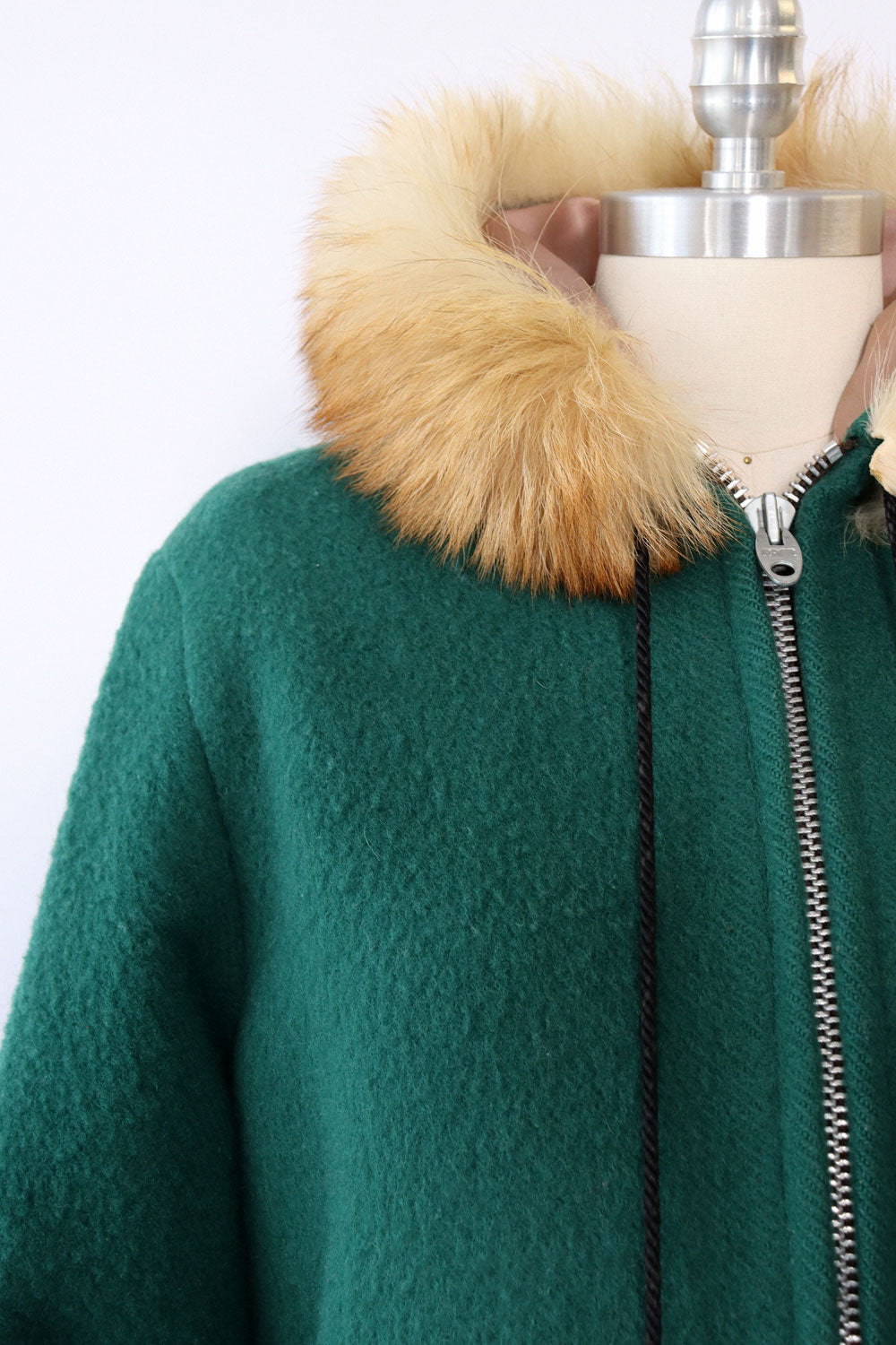 Embroidered Emerald Hooded Coat S-S/M