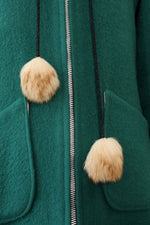 Embroidered Emerald Hooded Coat S-S/M