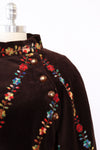 Cocoa Folk Floral Embroidered Cape S-L