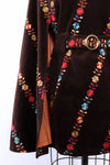 Cocoa Folk Floral Embroidered Cape S-L