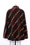 Cocoa Folk Floral Embroidered Cape S-L