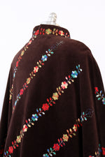 Cocoa Folk Floral Embroidered Cape S-L