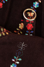 Cocoa Folk Floral Embroidered Cape S-L