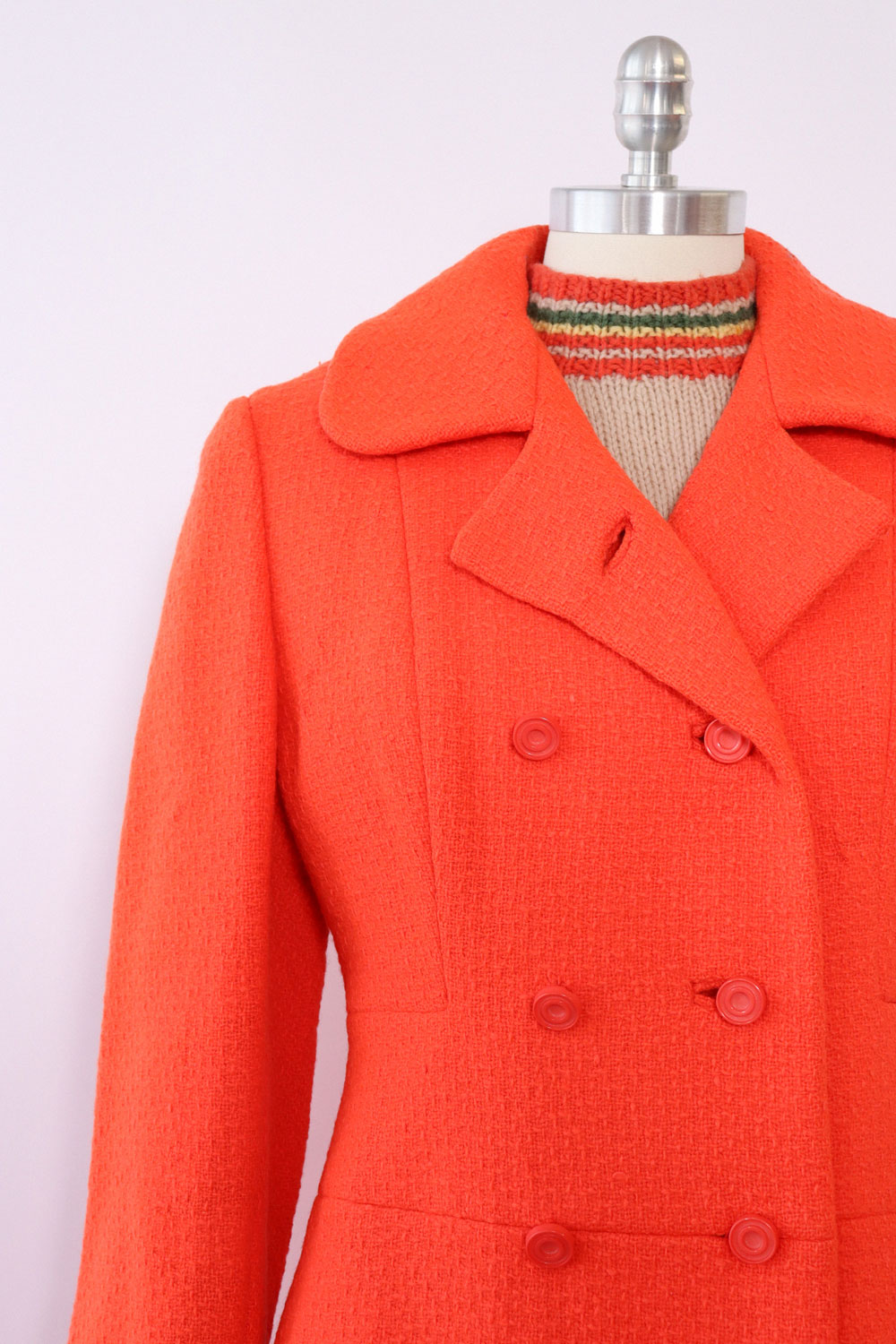 Techno Tangerine Tweed Coat M-M/L