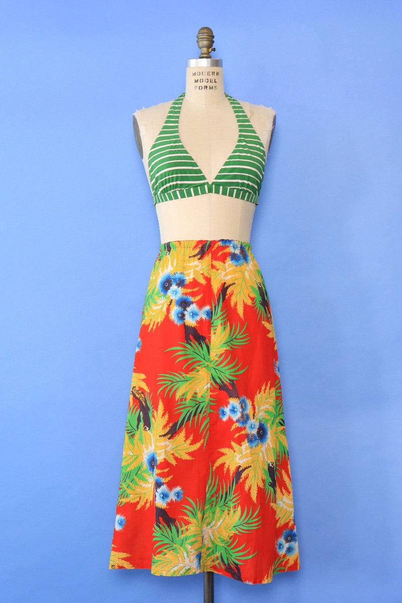 Sunset Tropical Cotton Skirt L/XL
