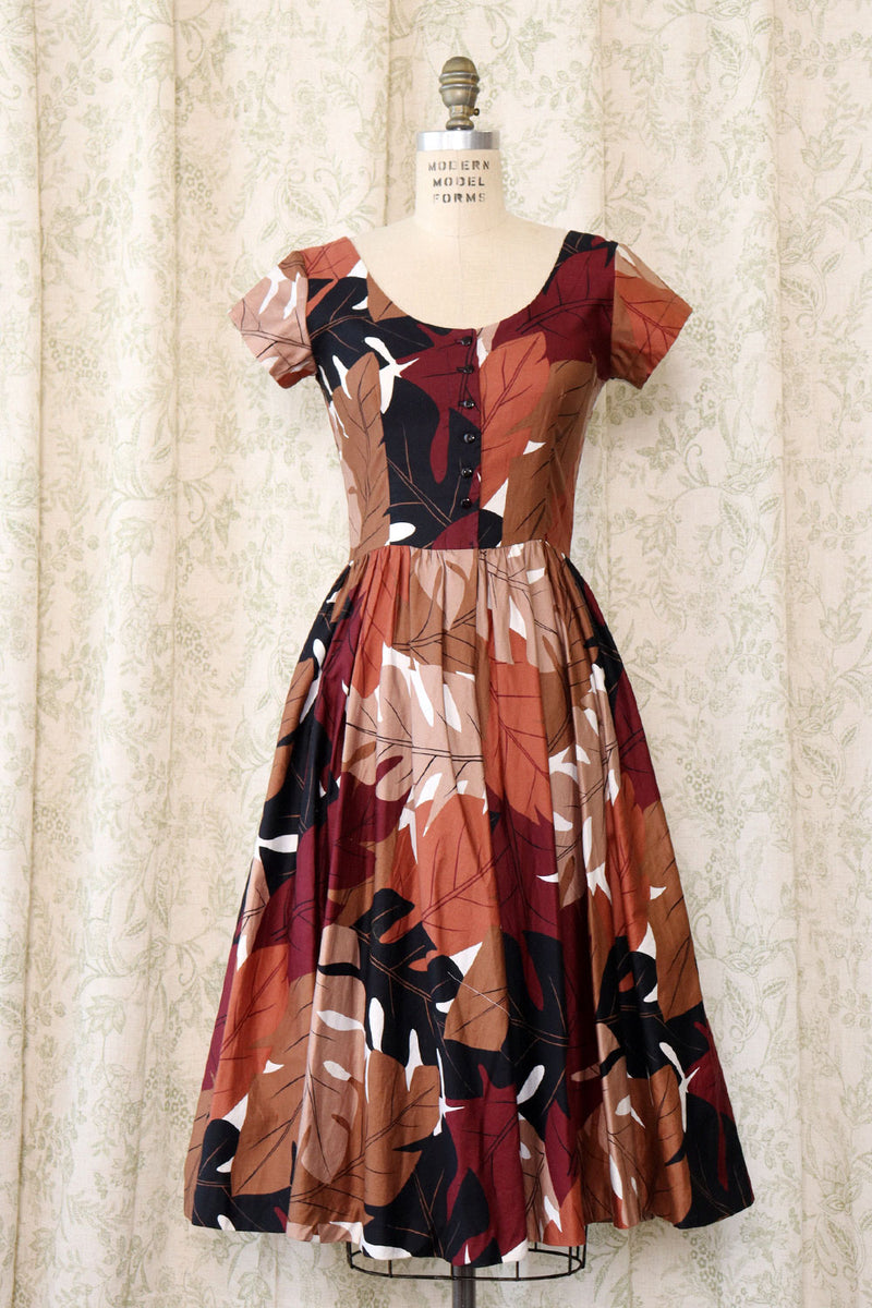 Earthy Leaf Pocket Dress S-S/M