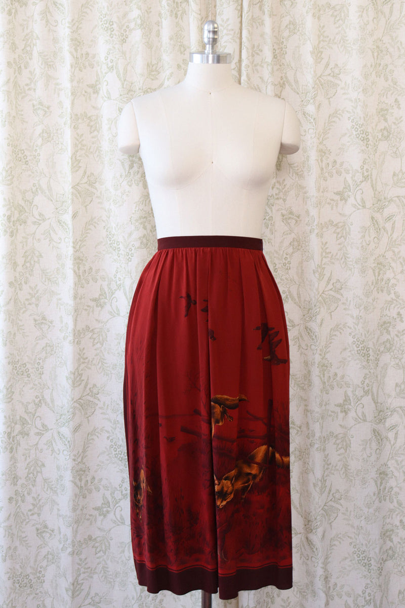 Carlisle Silk Fox Print Skirt M/L