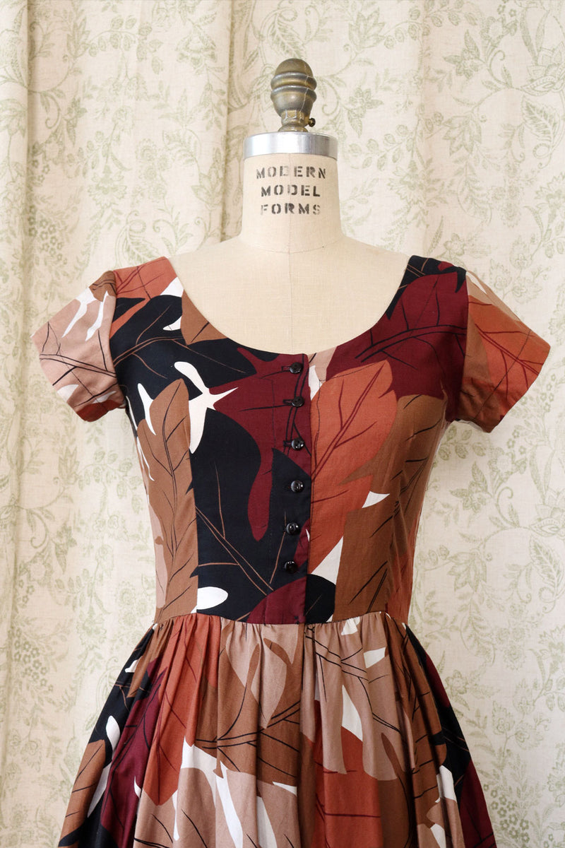 Earthy Leaf Pocket Dress S-S/M