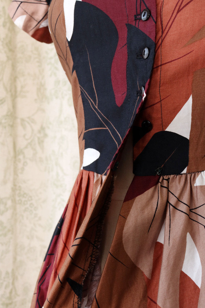 Earthy Leaf Pocket Dress S-S/M