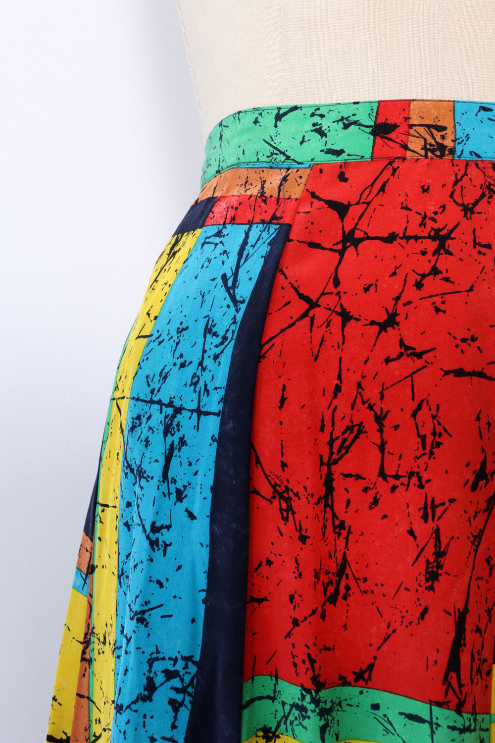 Multicolor Expressionist Silk Skirt XS