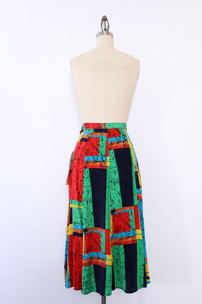 Multicolor Expressionist Silk Skirt XS