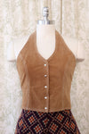 Pecan Suede Halter Top S/M-M