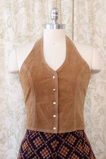 Pecan Suede Halter Top S/M-M