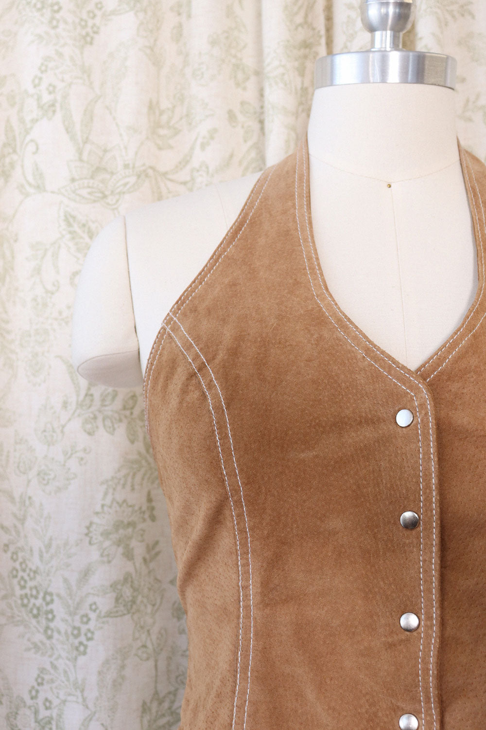 Pecan Suede Halter Top S/M-M