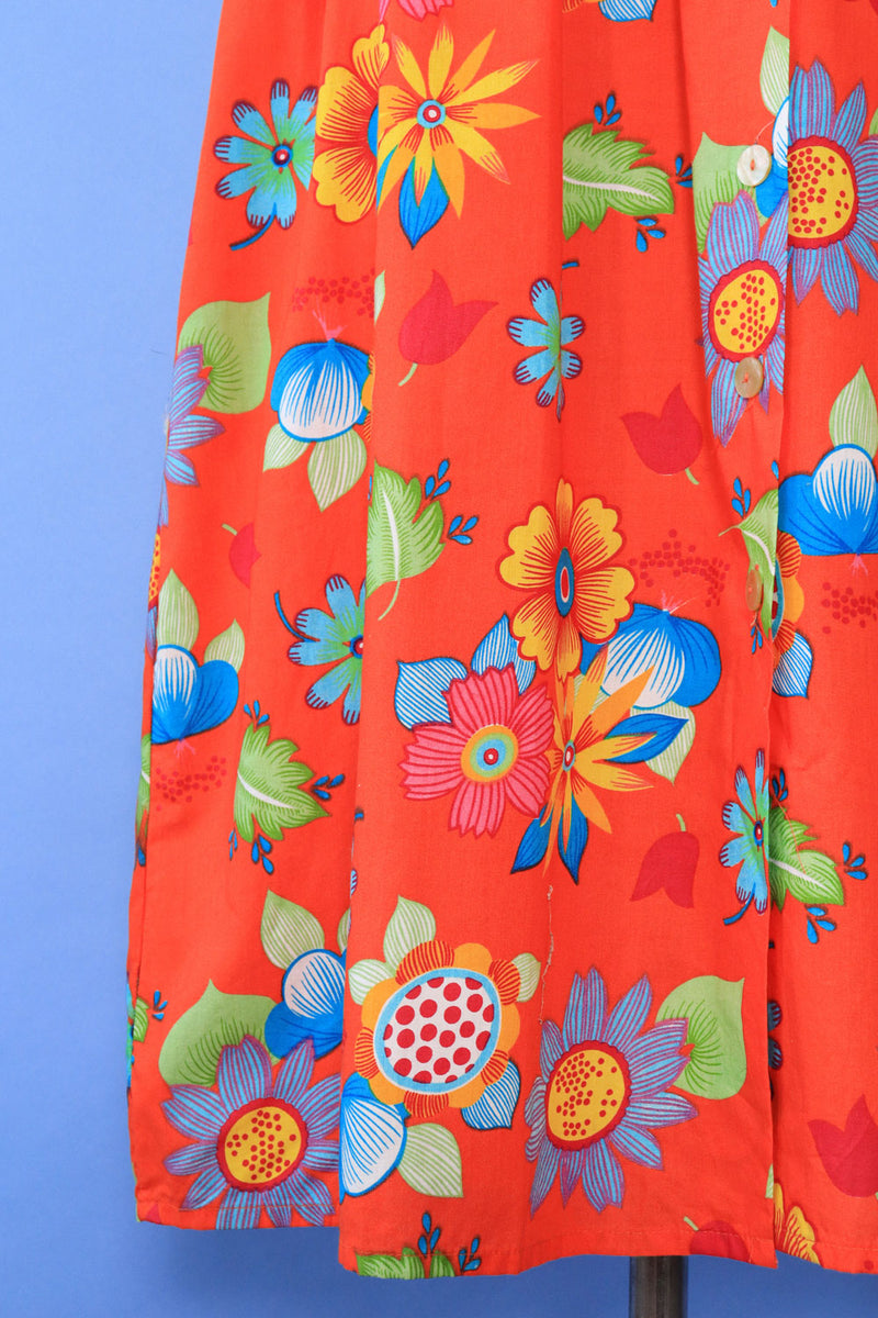Benetton Scarlet Floral Cotton Dress S/M