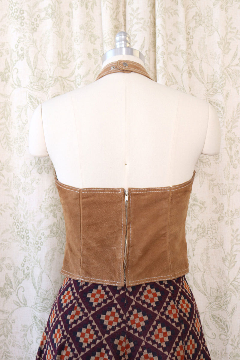 Pecan Suede Halter Top S/M-M