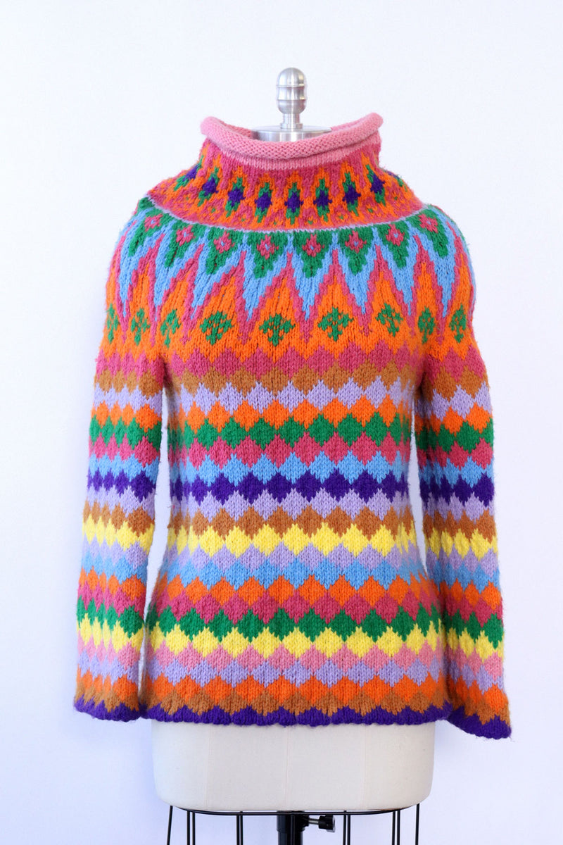 Rainbow Fair Isle Tunic Sweater XS/S