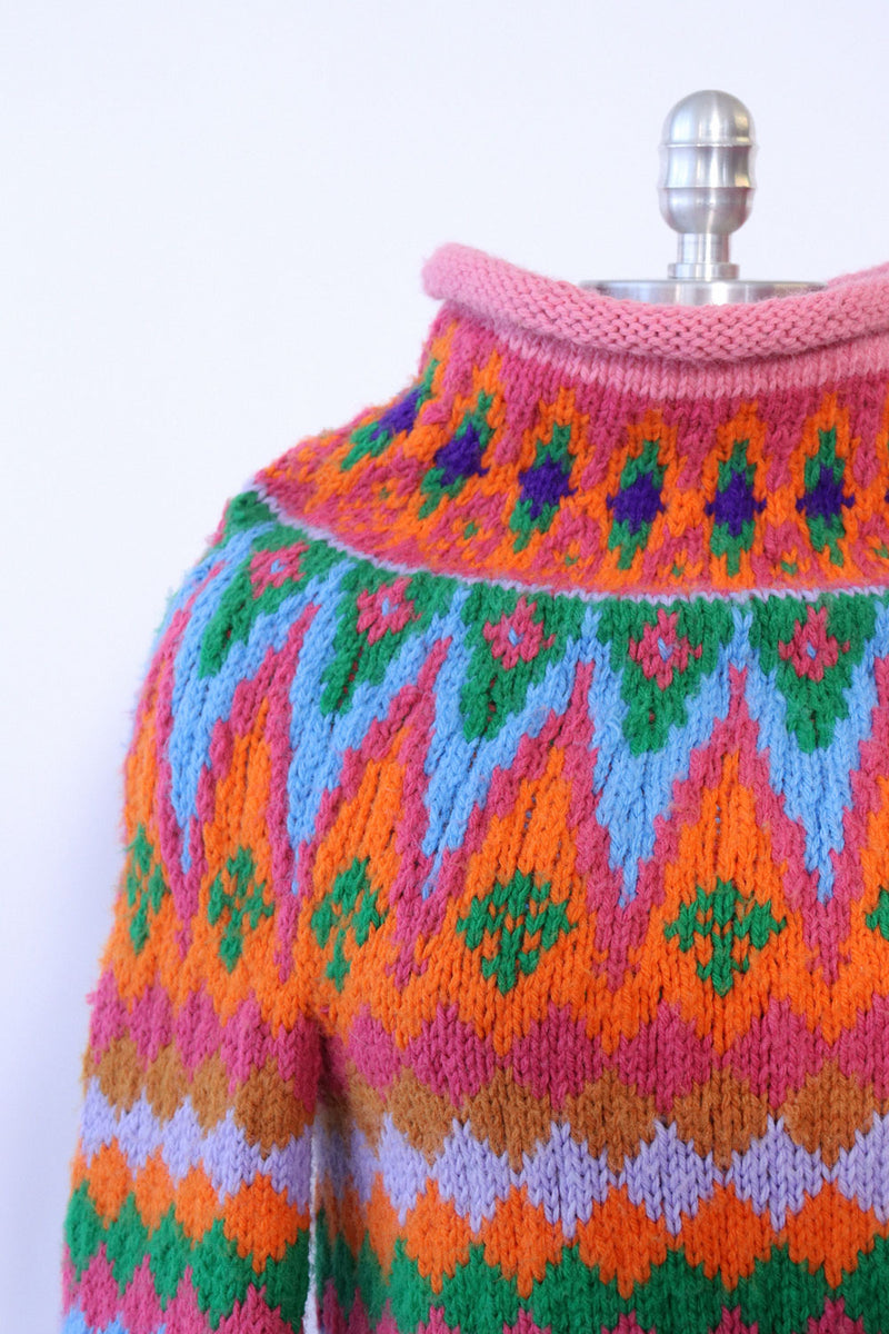 Rainbow Fair Isle Tunic Sweater XS/S
