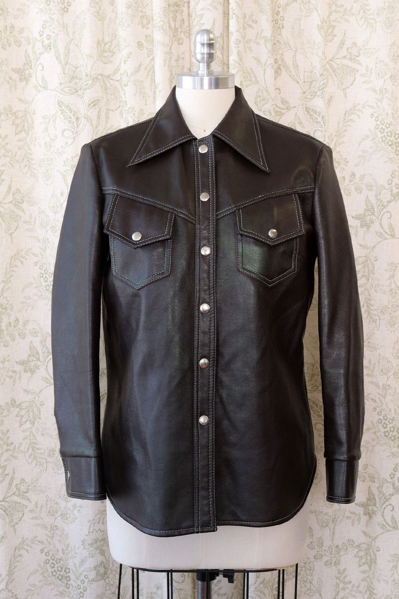 Espresso Vinyl Shacket S/M