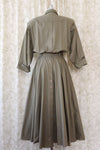 Olive Cotton Buttonback Flare Dress L
