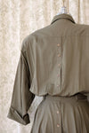 Olive Cotton Buttonback Flare Dress L