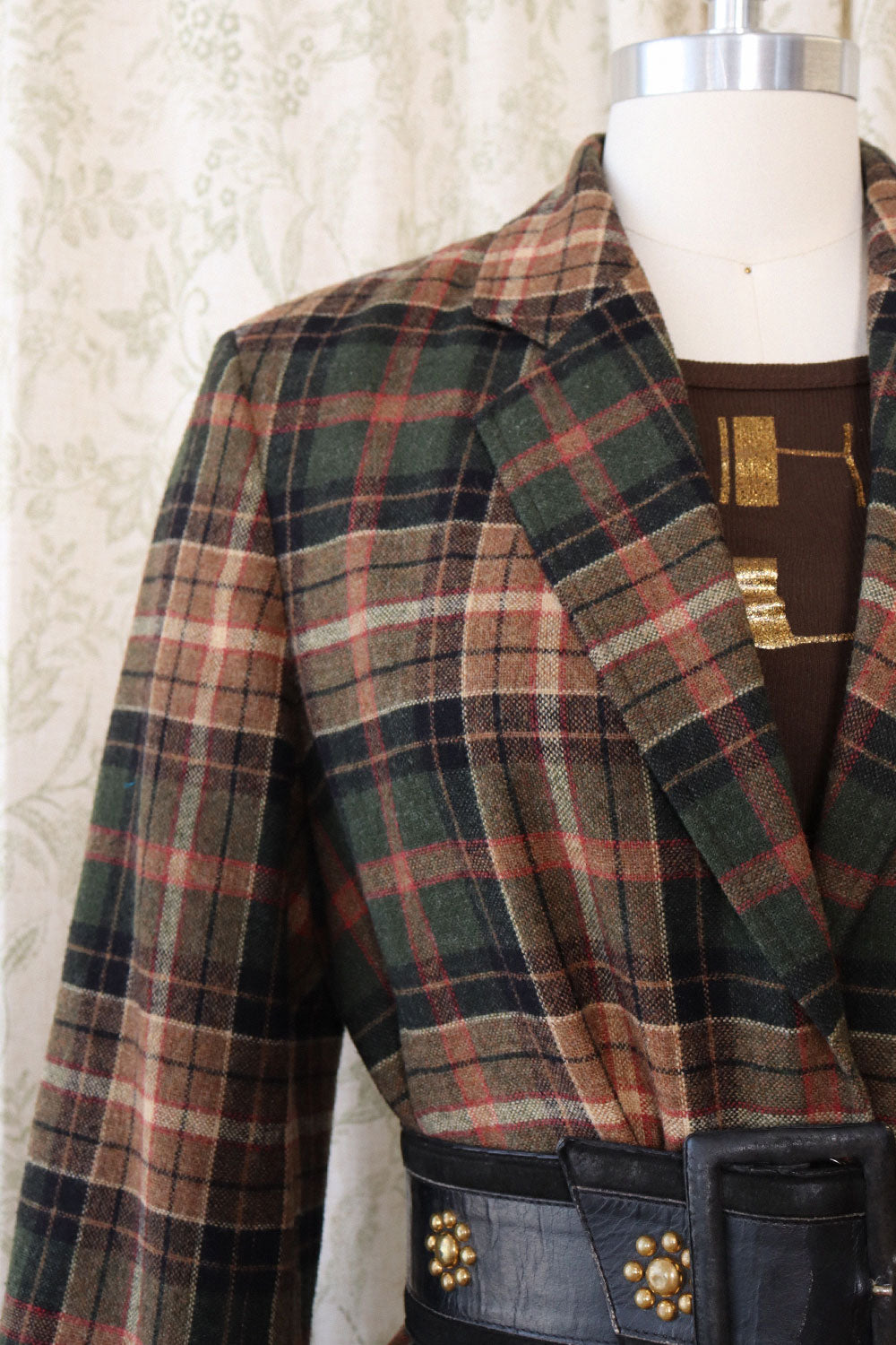 Haberdashery Plaid Pleat Skirtsuit M