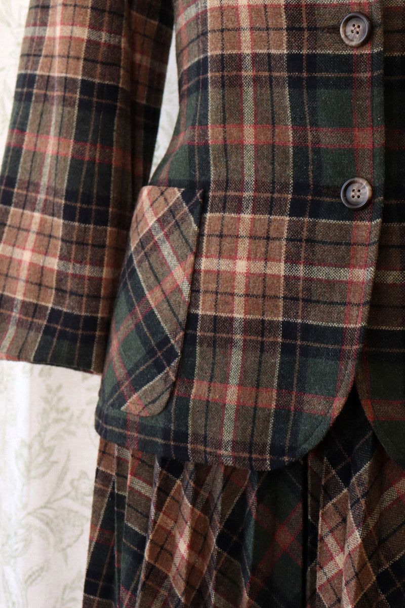 Haberdashery Plaid Pleat Skirtsuit M