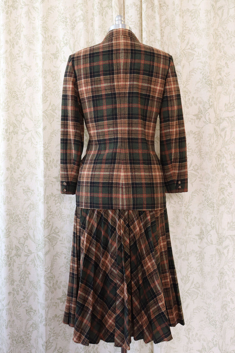 Haberdashery Plaid Pleat Skirtsuit M