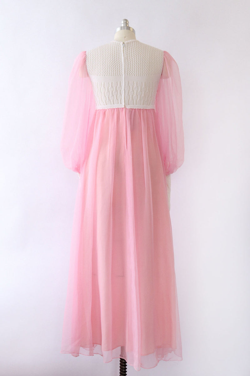 Hilary Floyd Bubblegum Chiffon and Crochet Maxi XS/S