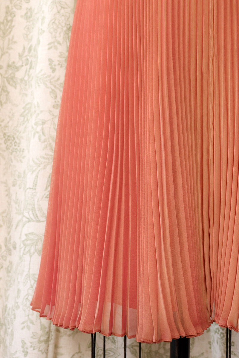 Peachy Pleated Party Dress S
