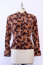 Nick & Nora Silk Notes Novelty Blouse S