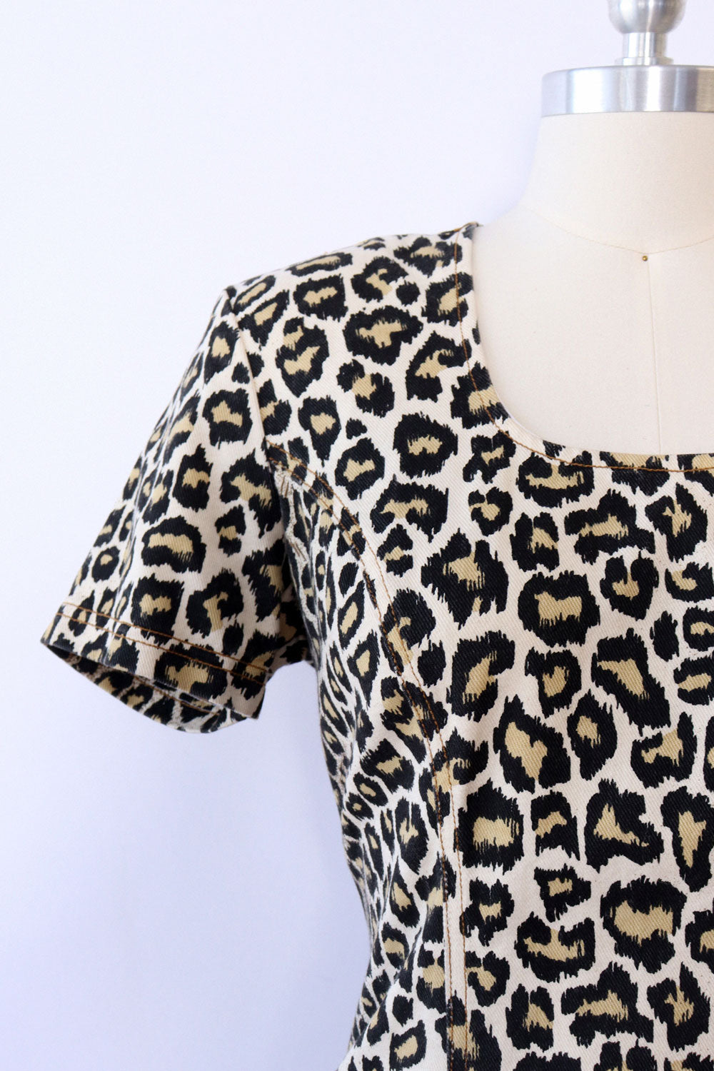 Leopard Bodycon Denim Dress M