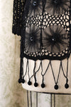 Beaded Pom Pom Crochet Net Cardi M/L