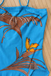 1970s Bright Blue Botanical One Piece XS/S