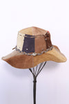 Patchwork Leather Braided Tassel Hat