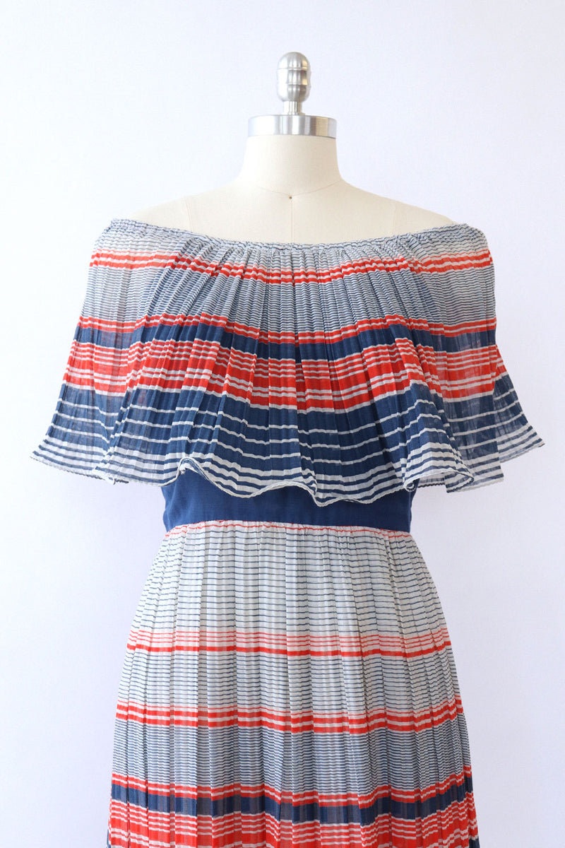 Miss Elliette RWB Pleated Maxi Dress S-S/M
