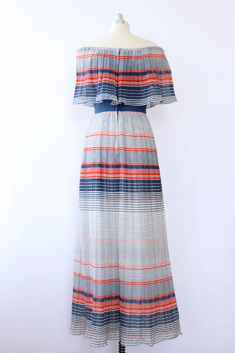 Miss Elliette RWB Pleated Maxi Dress S-S/M