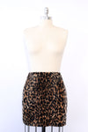 Leopard Faux Fur Mini Skirt M