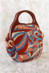 Trippy Brick and Blue Needlepoint Bag