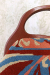 Trippy Brick and Blue Needlepoint Bag