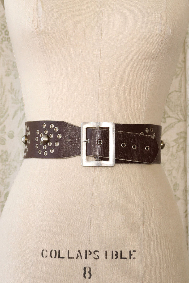 Thick Studded Leather Belt