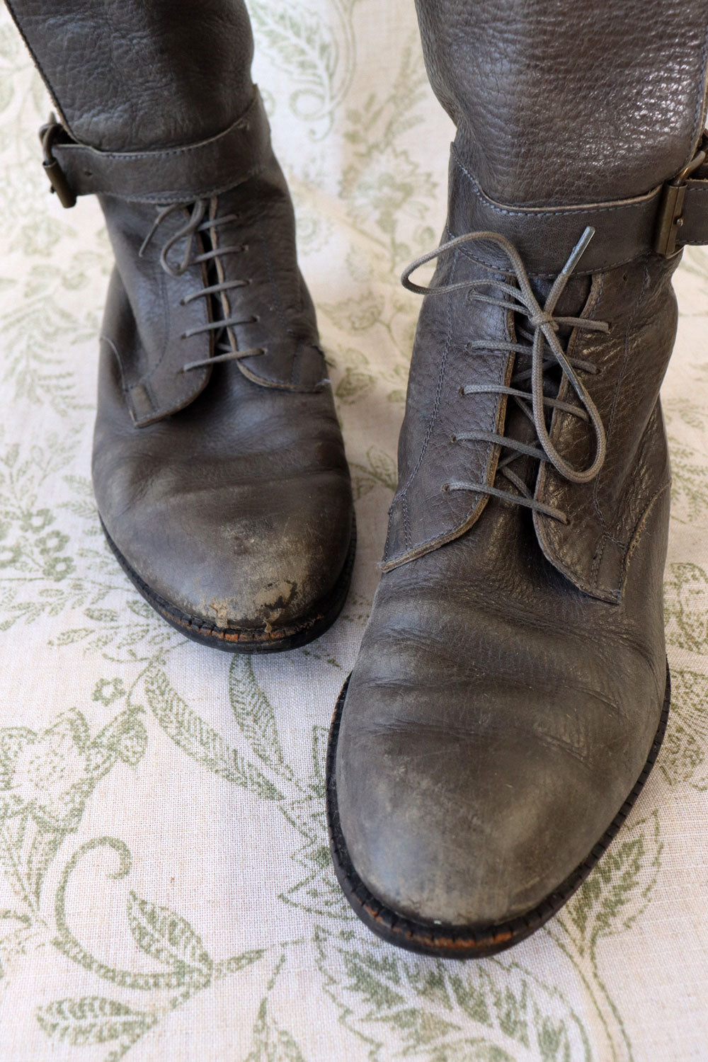 Charcoal Leather Riding Boots 7